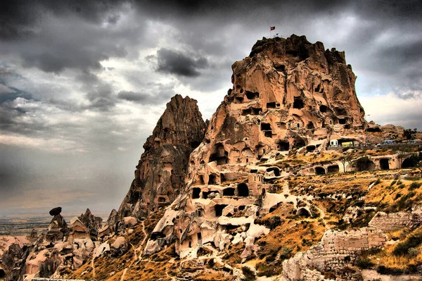 Cappadocia 土耳其 Anatolia中部 的Uchisar古老的Troglodyte村 仙女胆囊 — 图库照片