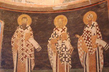 Chora 'daki Ortodoks Kilisesi (İstanbul, Türkiye). Tavandaki eski resimler..