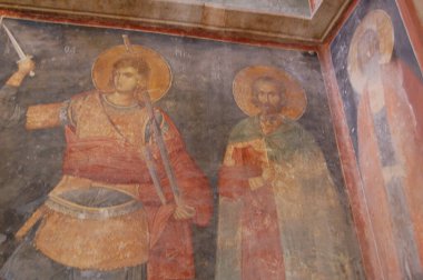 Chora 'daki Ortodoks Kilisesi (İstanbul, Türkiye). Tavandaki eski resimler..