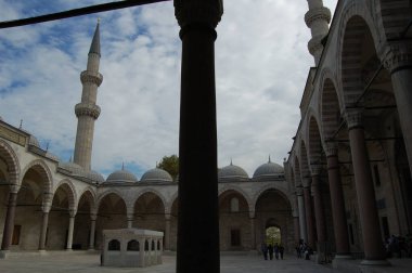 İstanbul 'un (Türkiye) başlıca yerleri ve anıtlarının manzarası. Süleyman Camii