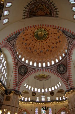 İstanbul 'un (Türkiye) başlıca yerleri ve anıtlarının manzarası. Süleyman Camii
