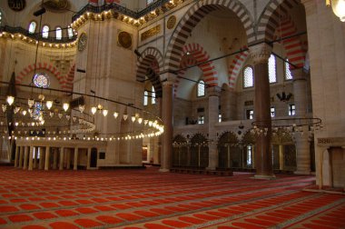 İstanbul 'un (Türkiye) başlıca yerleri ve anıtlarının manzarası. Süleyman Camii