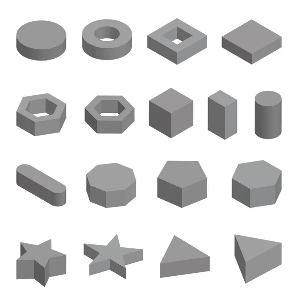 Set monocromatico di forme geometriche, solidi platonici, illustrazione vettoriale — Vettoriale Stock