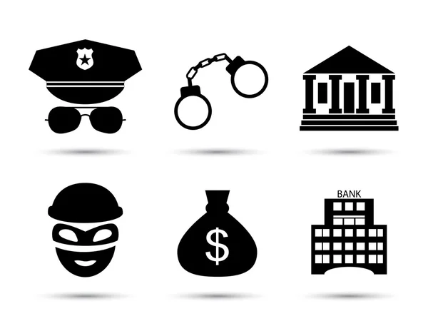 Conjunto de ícones vetoriais criminais e prisionais — Vetor de Stock