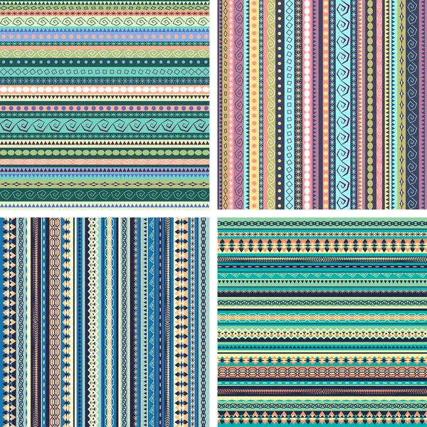 Set of colorful ethnic seamless patterns — Stock Vector