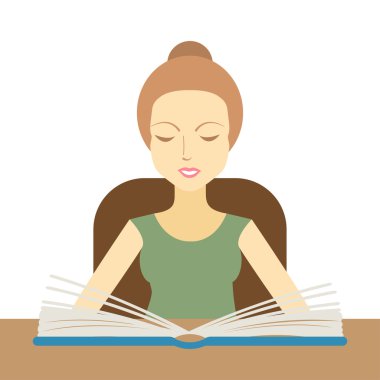 Kadın masada bir kitap okuma