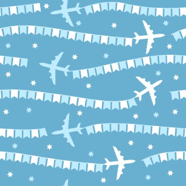 Çizgi film uçak bayrakları seamless modeli ile