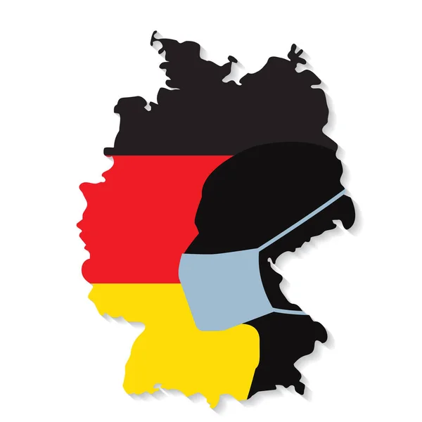 Silhoutte of a man in mask on Germany flag. — Stock Vector