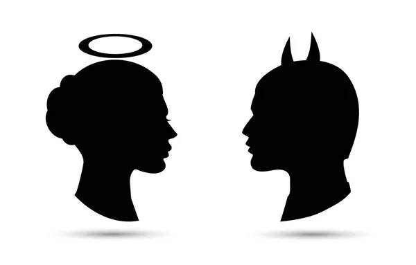 Angel female symbol and devil male symbol — Stock Vector