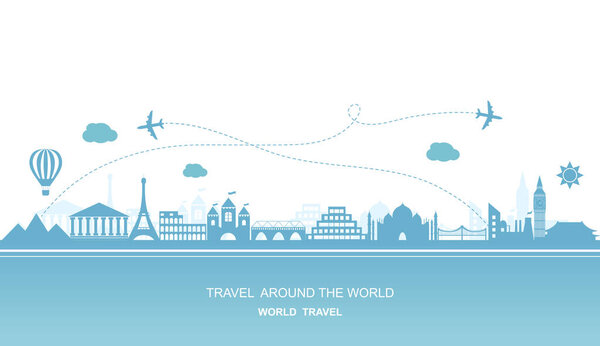 Путешествие по миру векторная плоская иллюстрация