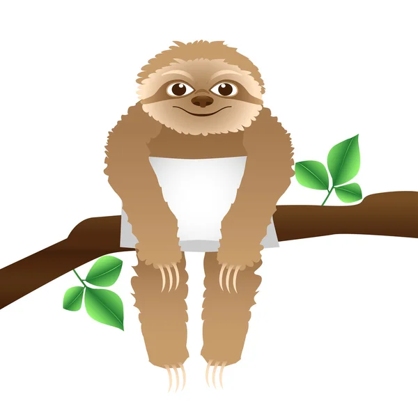 枝に座っている枕とナマケモノ — ストックベクタ