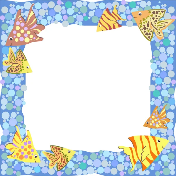 Cadre avec des poissons de dessin animé colorés — Image vectorielle