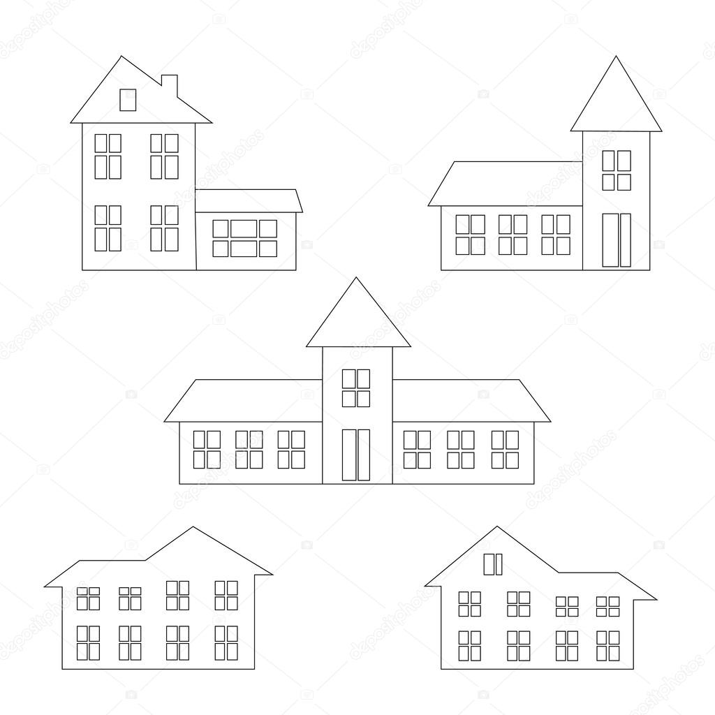 houses icons set