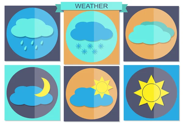 Icônes météo couleur plate — Image vectorielle