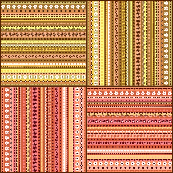 Colorful ethnic seamless pattern design set — Stock Vector