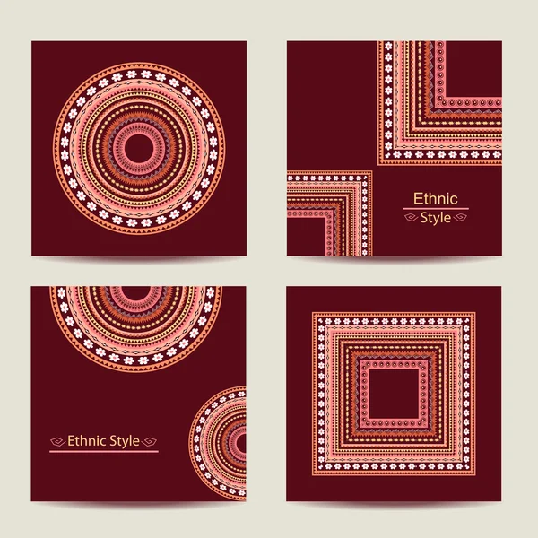 Set of cards with ethnic design. Geometric backgrounds. — Stock Vector