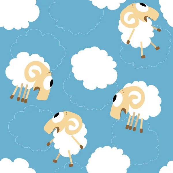 Seamless pattern with cute funny sheep — Stock Vector