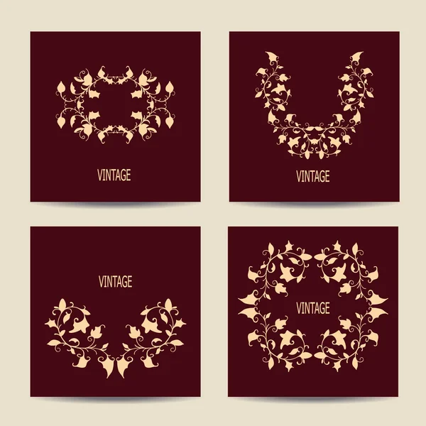 Aantal kaarten met vintage design. Floral achtergronden. — Stockvector