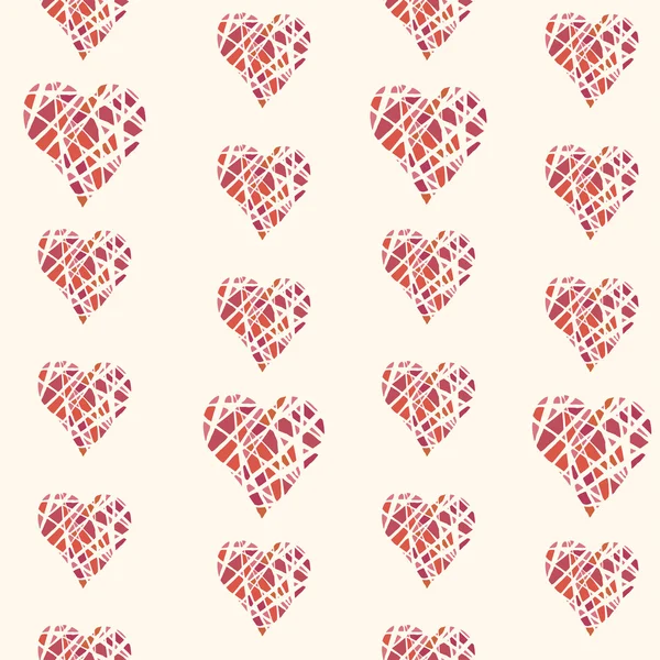 Vector seamless pattern with hand drawn red hearts — Stock Vector