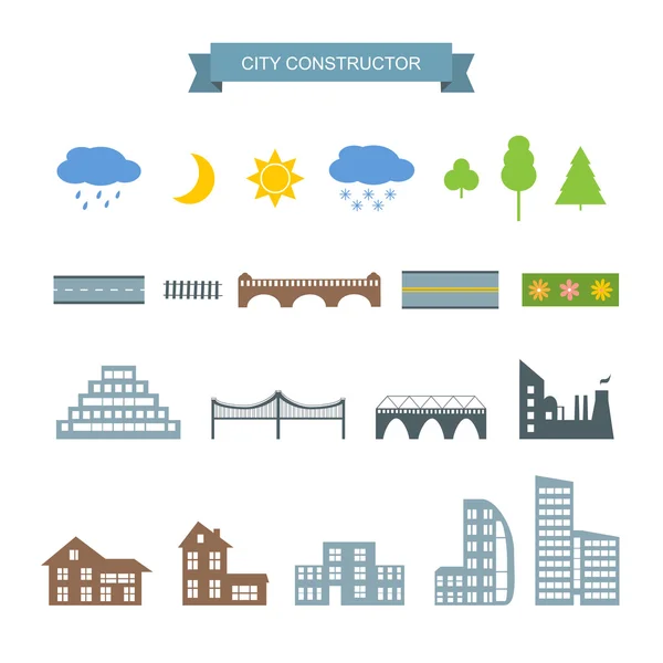 City constructor icons set. — Stock Vector