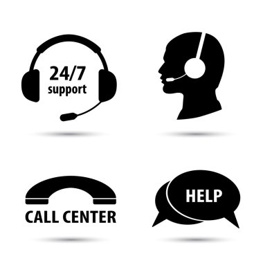 Call center service icons set clipart
