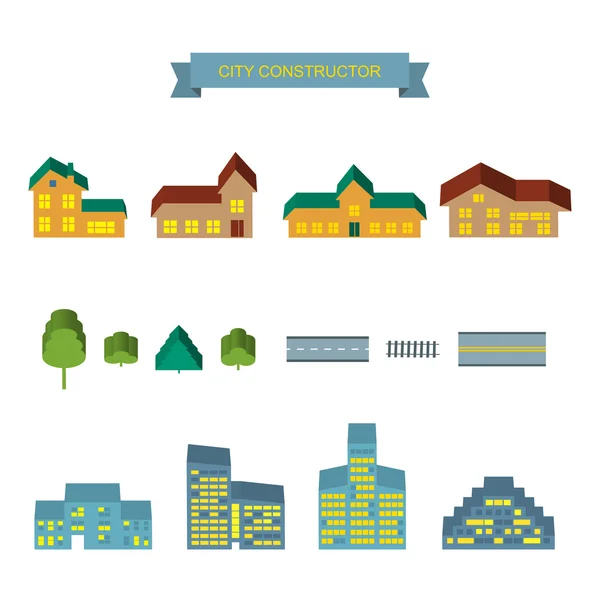 City constructor 3d icons set. — Stock Vector