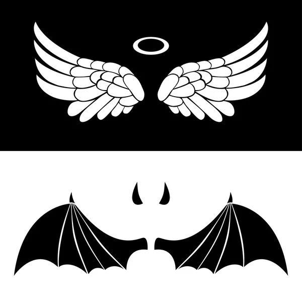 Iconos de ángel y diablo . — Vector de stock