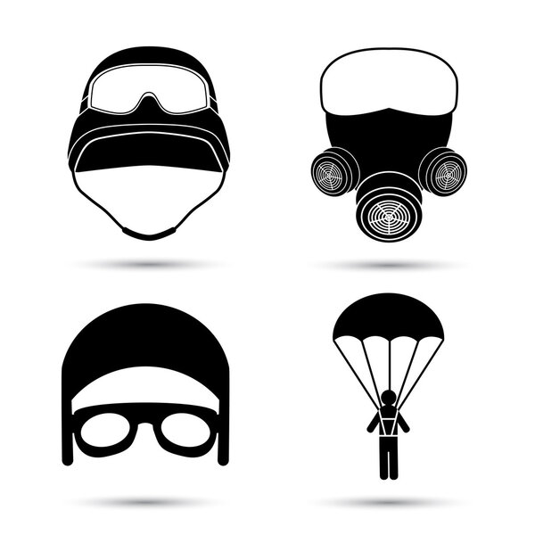 Military Icons. Vector set isolated on white.