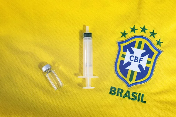 Brazília Január 2021 Vakcina Cure Covid Brazil Póló Corona Vírus — Stock Fotó