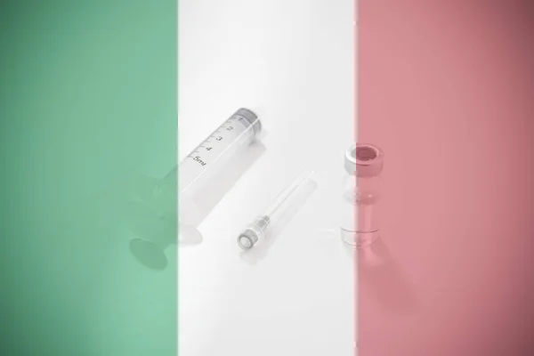 Italská Vlajka Ilustrující Kampaň Globální Očkování Proti Covid Epidemický Virus — Stock fotografie