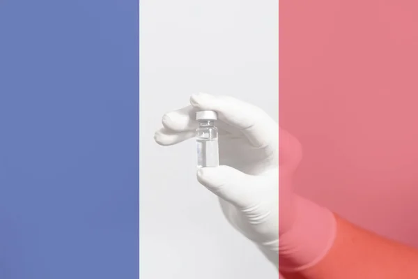 Bandeira França Que Ilustra Campanha Vacinação Global Contra Covid Vírus Imagens De Bancos De Imagens