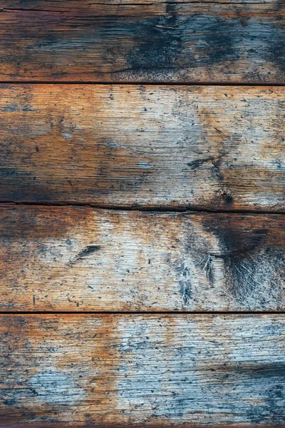 Alte Rostige Holzplatte Mit Blauen Und Orangen Farben — Stockfoto