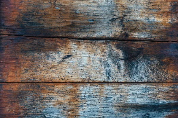 Mavi ve turuncu renkli eski paslı ahşap panel