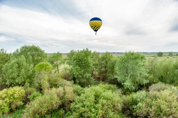 Heißluftballon fliegt über Wald — Stockfoto