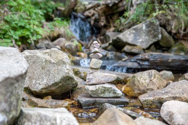 Pyramid made with balanced stones placed