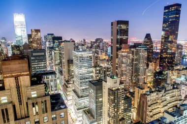 New York Manhattan East Midtown alacakaranlıkta