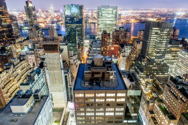 New York Manhattan East Midtown alacakaranlıkta