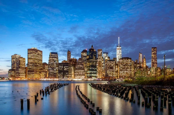 New York City downtown in twilight — Stock Photo, Image