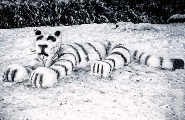 Escultura de neve de tigre — Fotografia de Stock