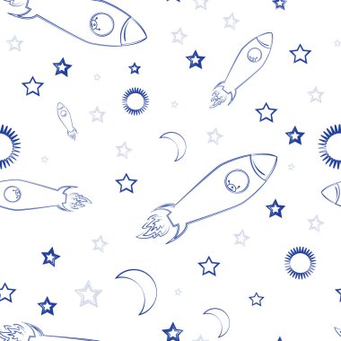 sorunsuz vektör arka plan. Uzay ve füzeler.