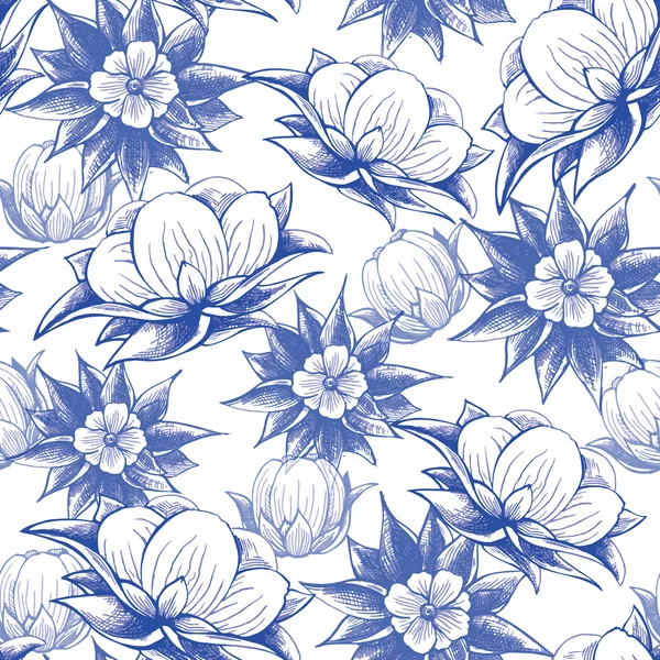 Seamless modeli. Güzel mavi çiçekler. — Stok fotoğraf