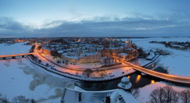 Tarihi şehir Vyborg St. Olav kuleden görünümünü. Rusya