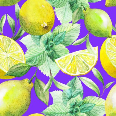 Mojito güzel el yapımı desen çay yaprakları ve narenciye