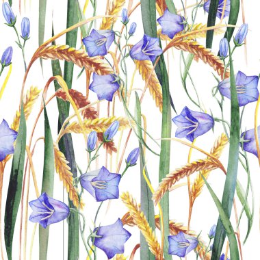 kır çiçekleri ve kulakları buğday bir yaz çayır üzerinde