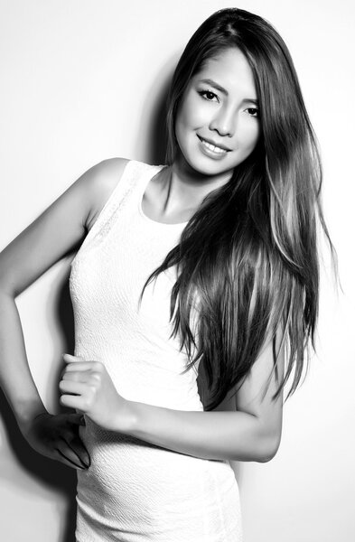 beautiful young asian woman with long hair