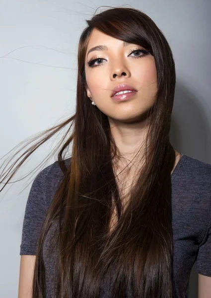 Retrato de hermosa joven mujer asiática con la piel clara e impecable Fotos de stock libres de derechos