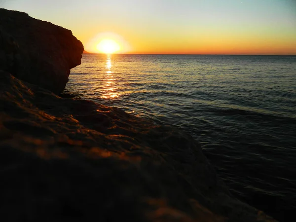 热带海滩日落 自然背景 — 图库照片