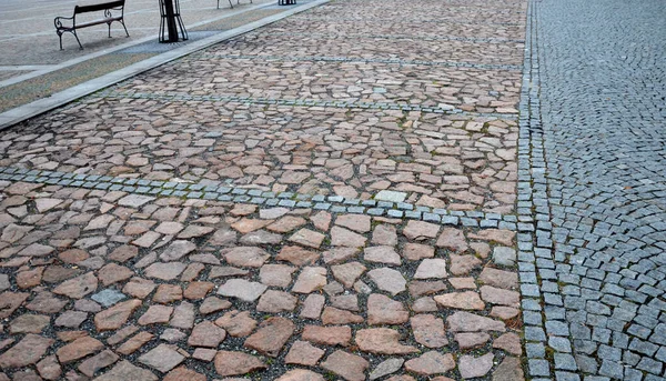 Estacionamiento Piedras Rojas Irregulares Bruto Dividido Por Piedras Granito Gris —  Fotos de Stock