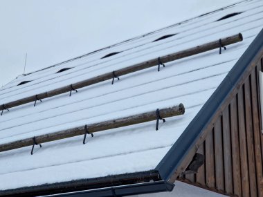 Çatıdaki loglar ekran görüntüsü başlığınızın olduğu geleneksel bir kar koruyucudur. Modern evler çoğunlukla metal çubuklar ya da küçük kancalar kullanırken, bu ahşap ahşap versiyonu