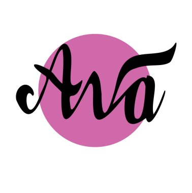 Kişisel adı Ava. El yazısı el yazısı vektör seti. El yapımı yazması koleksiyonu. Pop sanatının tarzı.